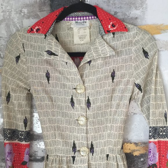 Vintage 70's Nancy B of California Multi Print Maxi *Authentic Halloween Costume - Picture 11 of 12